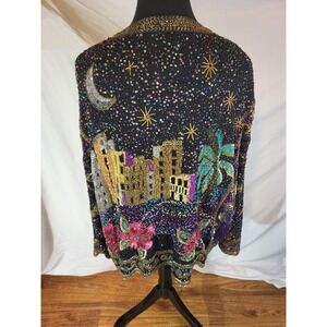 Vintage Together Arabian Nights Jacket Women 2X Silk 80s Beaded Sequin Glam